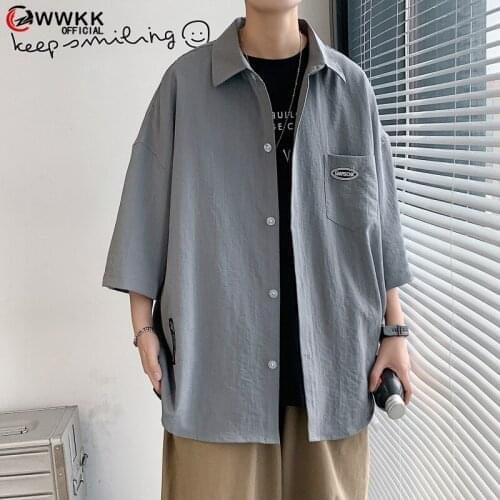 WWKK 2021 New Spring Casual Short Sleeve Shirt Men Slim Fit Men Shirt Male Clothing Fashion Brand Plus Size M-2XL