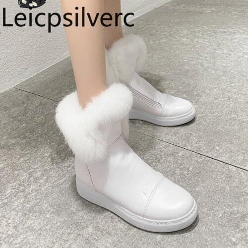 Womens Boots Autumn And Winter The New fashion Round head zipper plush flat Short tube Womens snow boots 34-40