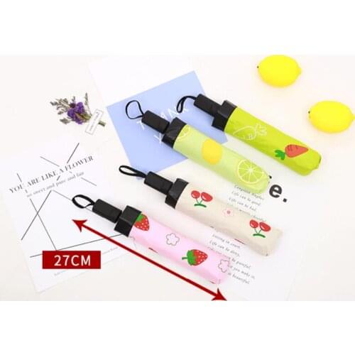 1 piece top black inside Fruits Vegetab cherry lemon strawberry Sunny Rainy Carrot 3 Folding Lovely Gifts Beauty pongee Umbrella