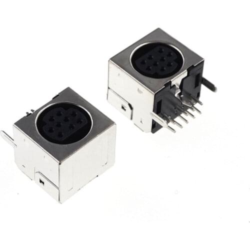 10 pcs LCD TV S-video 9 Pin Mini Din Socket Connector shield Right Angle through hole Mini Circular DIN Receptacle Socket