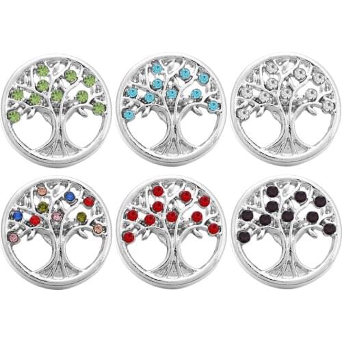 10pcs/lot New Snap Button Jewelry High Quality Crystal Tree of Life 18mm Snap Buttons for Snaps Bracelet Bangles For Women