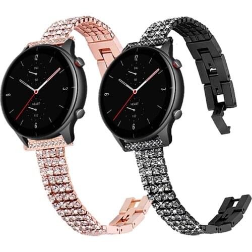20mm 22mm Diamond Strap For Huami Amazfit GTR 2 47mm 42mm Bracelet Jewelry Band for Amazfit Stratos 3 GTS Bip S Womens Watchband