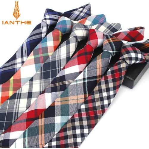 2018 brand cotton tie high quality mens fashion casual 6cm width narrow corbatas plaid neck ties for men slim neckties wholesale