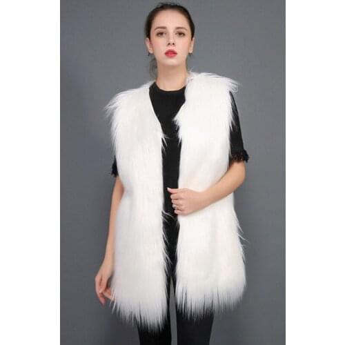 2018 Fluffy long faux fur vest coat women Winter fake fur streetwear coat female Fashion imitation fur coats outerwear BNT029