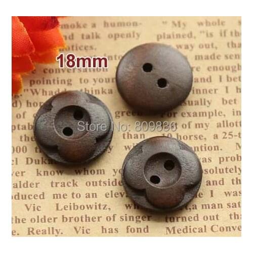 30pcs/lot Dark Brown Flower Wooden Buttons 2 Holes Wooden Button for Clothing Wholesale (ss-90)