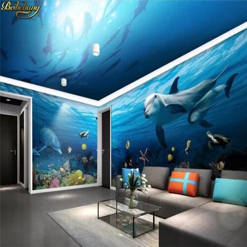 Beibehang Custom wallpaper mural beautiful dream underwater world theme space 3D full house wall papers home decor 3d wallpaper