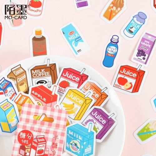 45Pcs Drink Decorative Stickers Milk Coke Paper Stickers For Diary Cute Stationery Sticker Scrapbooking Journal Stickers
