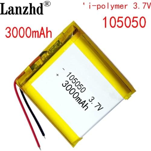 5-100pcs 3.7V 3000mAh 105050 Lithium Polymer Li-Po li ion Rechargeable Battery cells For Mp3 MP4 MP5 GPS PSP mobile bluetooth