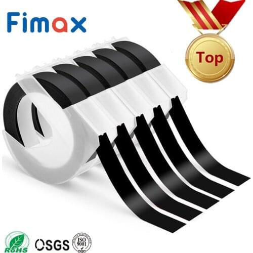 Fimax 5pcs DYMO 3D Embossing Plastic Tape 12mm 9mm 520109 S0847730 521209 White on Black for Dymo Embossing Label Maker PVC