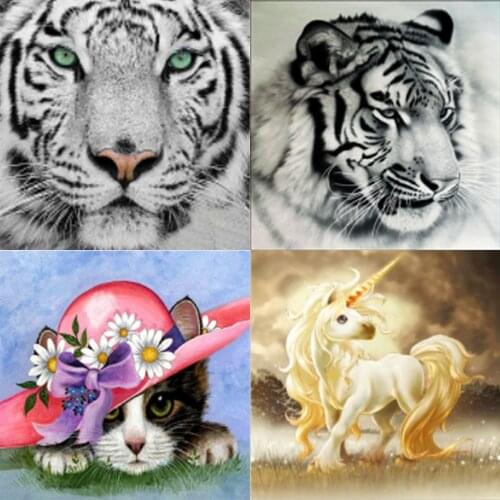 5d Diy Diamond Painting Animal Mosaic Imitation Cross Stitch Mosaic Home Decoration Wall Sticker Craft