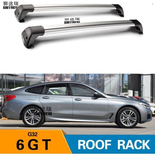 2 Pcs for Bmw 6 Gran Turismo (G32) 2017-2019 6 gt Roof Bar Car Special Aluminum Alloy Belt Lock Led Shooting CORSS RACK