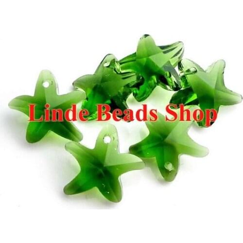 Free Shipping! Wholesale AAA Top Quality 14mm Crystal star fish pendant Green colour 60pcs/lot SF009