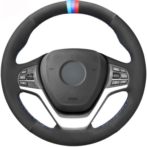Black Suede M Marker No-slip Car Steering Wheel Cover For BMW X5 F15 2014-2018 X5 M F85 2014-2018 X6 F16 X6 M F86 2015-2019