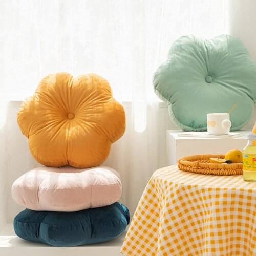 Floral Cushion Soft Velvet Pillow Pink Blue Solid Color Floor Pat 45x45cm Handcraft Home decoration Sofa Chair Car Decor