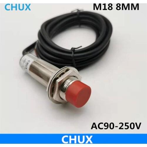 Capacitive proximity sensor M18 AC new capacitance switch CM18 8mm detect distance red head 220V AC NO/NC Liquid Level Switch