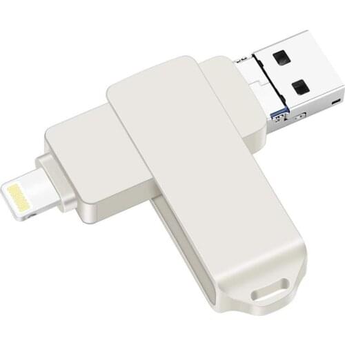USB 3.0 Flash Drives for iPhone 3 in 1 OTG Pendrive 128GB External Micro USB Memory Storage Pen Drive for iPad, iOS, Android, PC