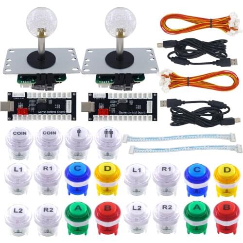 SJ@JX Arcade Game DIY Controller Cherry MX Microswitch Matt Frosted Button 4&8 Way Joystick for PC MAME Raspberry Pi Retro