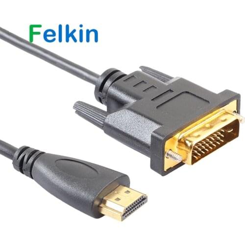 Felkin HDMI-compatible to DVI Cable DVI-D 24+1 Pin Cable 1080P 3D Video Converter HDMI-compatible Cable for DVD HDTV XBOX PS3