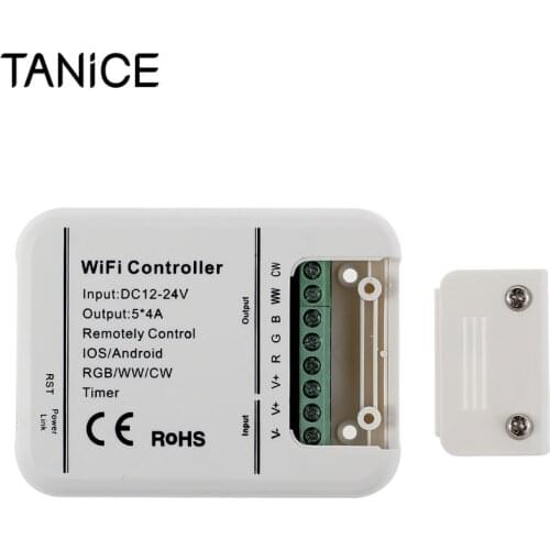 TANiCE WIFI RGB Controller Wireless RGB Wifi LED Strip Controller IOS Android Smartphone 12V-24V Wi-Fi Controller For DC Lights