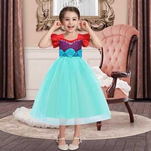 Summer Girls Little Mermaid Ariel Princess Dress Cosplay Costumes For Kids Baby Girl Mermaid Dress Children Halloween Clothing