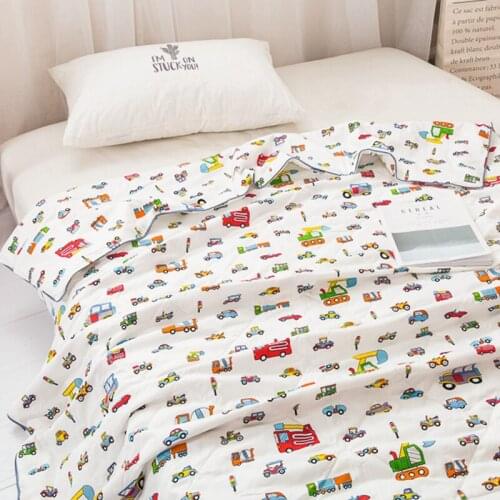 Summer air-conditioning quilt cartoon car printing cotton home textiles suitable for children kids adult blanket comforter #s
