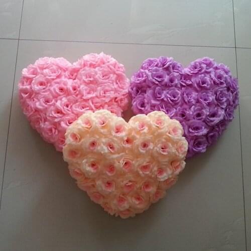 Hot sale Heart-shaped Ribbon Rose Flower Wedding Heart-shaped design Wedding Artificial Flower Party of setting wall decoration
