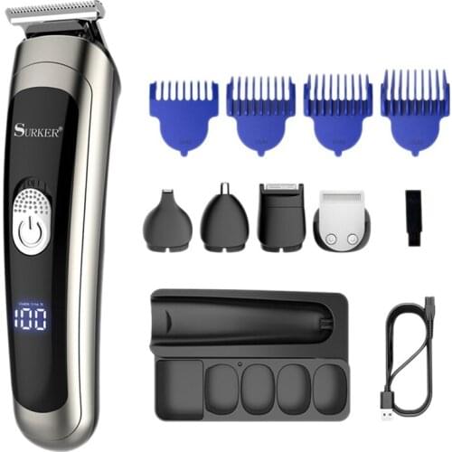 Surker Cordless Hair Trimmer USB Rechargeable Hair Clippers Waterproof Beard Trimmer For Men Haircut Kit