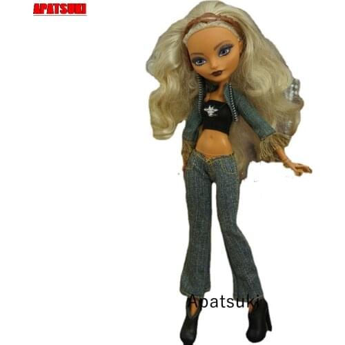Fashion Doll Clothes For Monster High Accessories Crop Top Denim Coat Pants Trousers for Bratz Doll Outfits 1/6 DIY Kid Toys