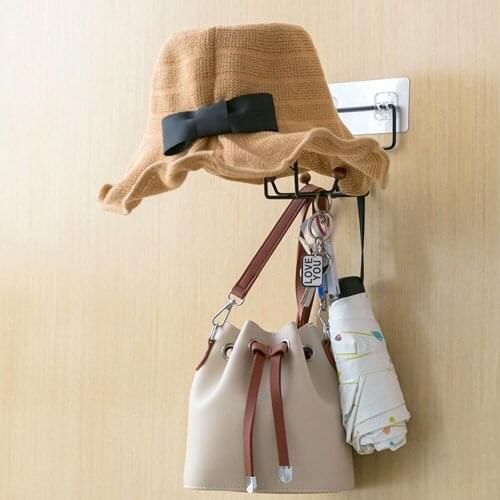 Multi-Function Storage Rack Wall-Mounted Motorcycle Helmet Hat Round Cap Brace Key Ring Handbag Holder Home Sundries Shelf
