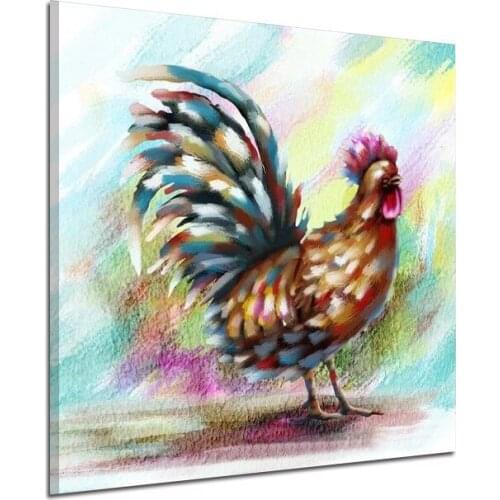 Wall art picture handmade Abstract rooster Oil Paintings on Canvas Modern Abstract Wall Paintings For Living Room Cuadros Decor