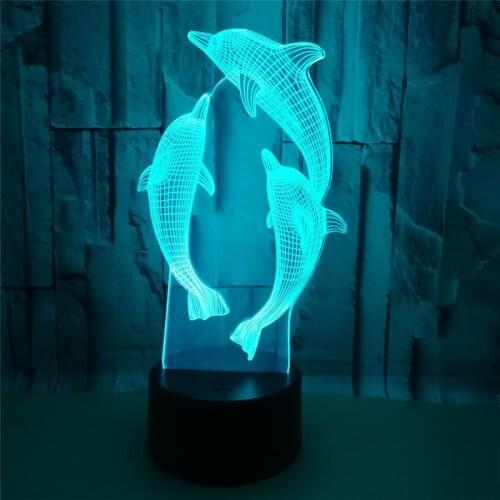 7 Colors Changing Dolphin Touch Switch Table Lamp Kids Xmas Gift Bedside Home decoration 3D Night Light