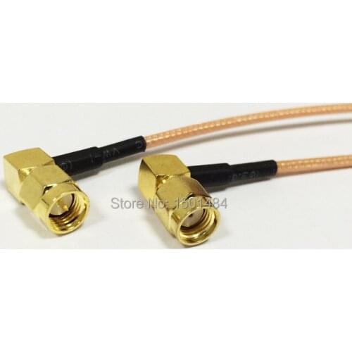 New SMA Male Plug Right Angle Connector Switch RP-SMA Male Plug Right Angle Convertor RG316 Cable 15CM 6" Adapter