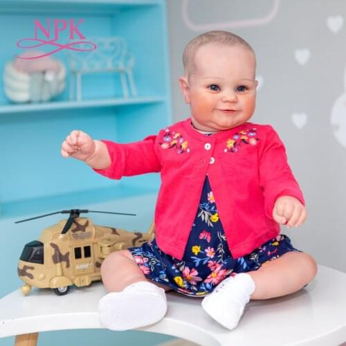 NPK 60CM Maddie Huge Original Size Reborn Baby Toddler Girl Soft Body Hand-Drawing Hair 3D Skin Tone with Veins 3-6Month size