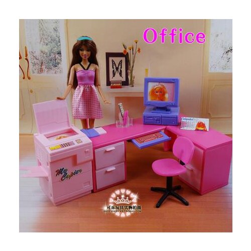 Original for office barbie desk chair print home furniture set 1/6 bjd doll office accessories child toy gift
