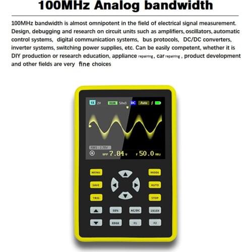 5012H 2.4-inch IPS Screen Digital Oscilloscope 500 MS/s Sampling Rate 100MHz Analog Bandwidth