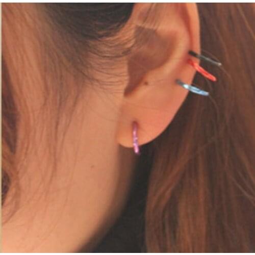 1 Pair Fashion Punk Clip On Fake Piercing Nose Lip Hoop Rings Earrings Women Men Unisex Punk Clip Ear Chic Jewelry 4 Colors