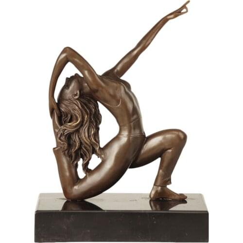 Modern Girl Fitness Bronze Statue Female Body Building Sculpture Brass Sport Woman Art Living Room Decor