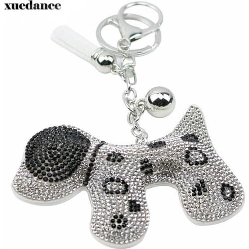 Rhinestone Crystal Cute Dog Keychain Bag Charm Pendant Key Ring Jewelry For Women Girl Gift