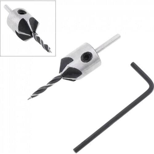 New Arrival 3mm HSS Carpentry Countersink Drill High Speed Steel Drill Bit + Wrench