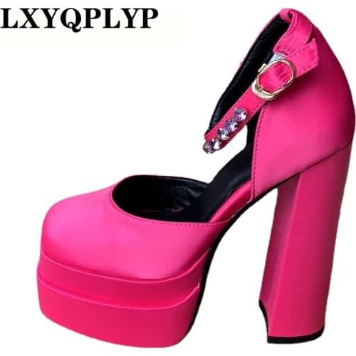 Brand Designer Pumps Luxury Satin Cloth Crystal Buckle Spring Summer Female Party Runway Shoes Round Toe High Heels Women Sandal