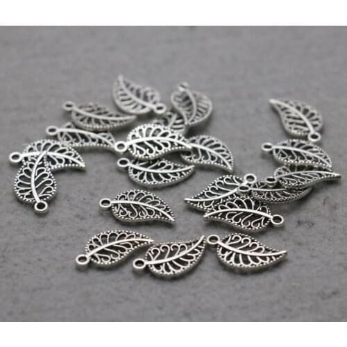 10PCS Hot wholesale Accessory buttons Fittings for snaps jewelry Alloy leaf Silver-plate DIY Jewelry Making Design separate