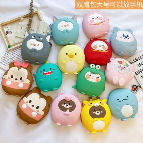 Women Cute Cartoon Backpacks Female Soft Silicone Bag Cute Parent-child Shoulder Messenger Bag Mini Kawaii Zipper Backpack