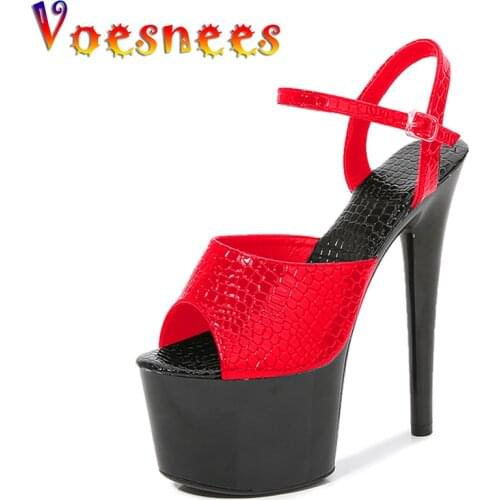 Voesnees 2021 Platform Shoes Women Sexy Thin Heels Super High Heels Club Sandals Catwalk Pole Dancing Mixed Colors Heels Women