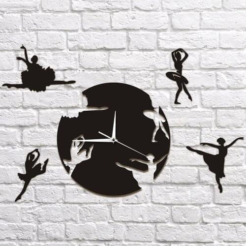 1Piece Flowing Ballerinas Wall Art Decor For Dancing Room 3D Wall Watch Clock Decorative Wall Clock Modern Gift For Ballerinas