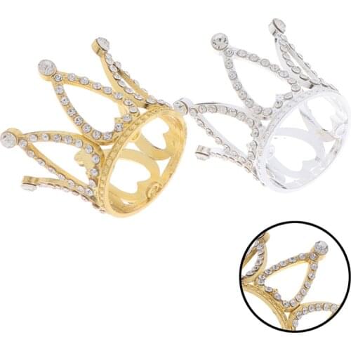 1pc Mini Crown Princess Topper Crystal Pearl Tiara Children Hair Ornaments for Wedding Birthday Party Cake Decorating Tools