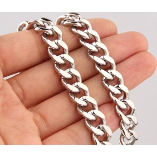 10mm 24 inches high quality pure stianless steel curb chain link necklace women men jewelry