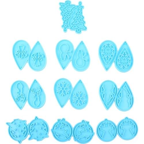 10 Pairs Christmas Pendant Earrings Silicone Mold is Suitable for Epoxy Resin Diy Craft Pendant Earrings Jewelry Making T84A