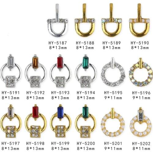 10pcs/lot, 3d Nail Art Gold Silver Alloy With AB Sides Crystal Rhinestones Nail Tips Decorations