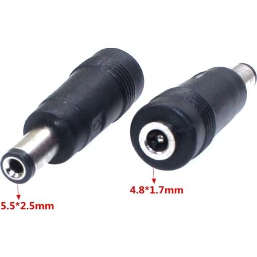 10Pcs/lot DC 4.8*1.7mm Female Jack To 5.5*2.1mm Male Plug DC Power Adapter Connector DC Output Jack 5.5x2.5 to 4.8x1.7
