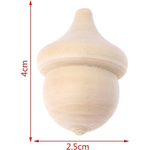 10Pcs Acorn Set Shape Wooden Peg Dolls Unfinished Paint Stain DIY Decor Crafts